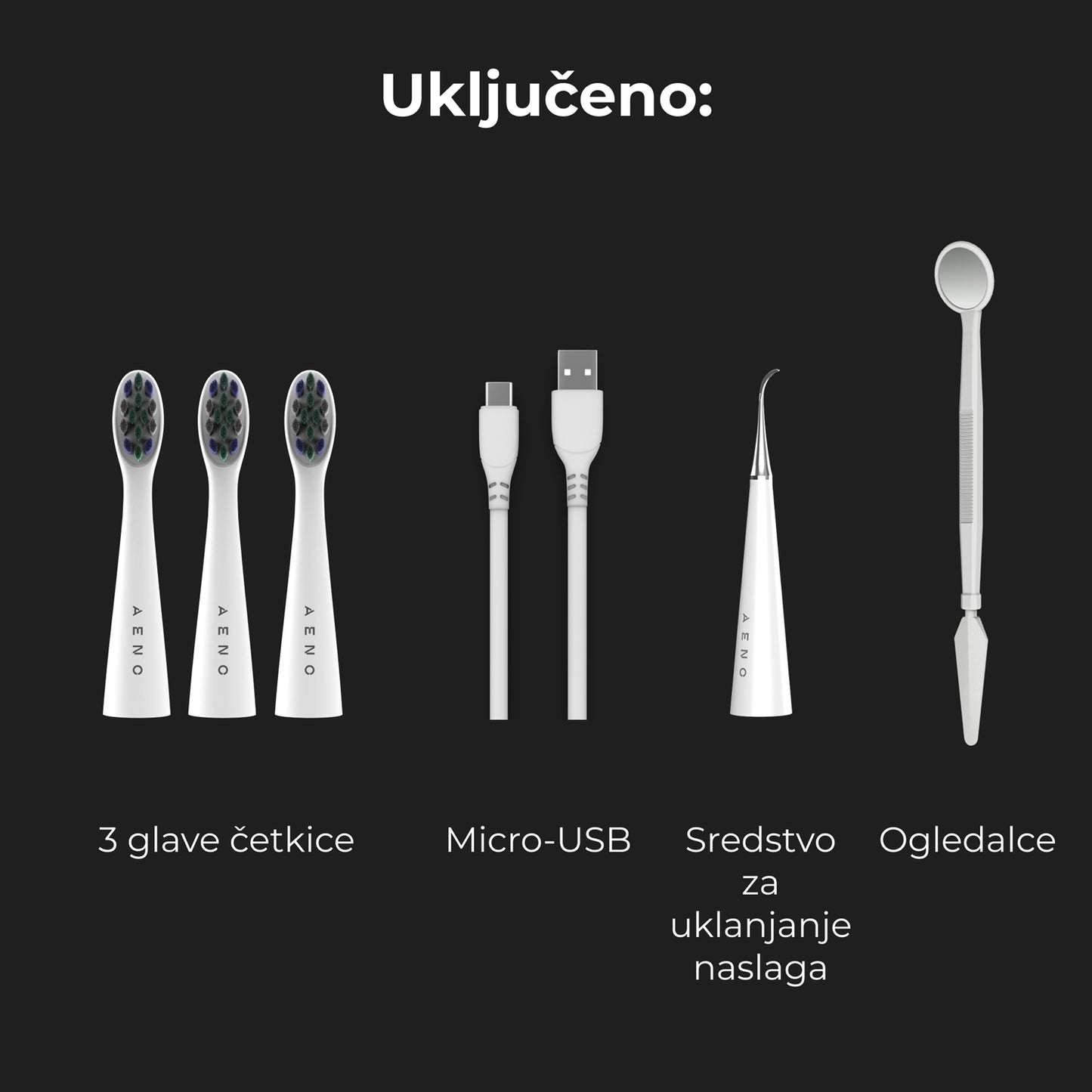 AENO Sonic DB8 – Električna četkica za zube (3-u-1 stomatološki set)